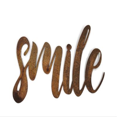 Steel Metal Script Word Art - Various Sizes and Finishes (smile Standard 14.5x9, Naturally Rusted)