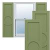 18"W x 30"H True Fit PVC Center Circle Arts & Crafts Fixed Mount Shutters, Moss Green (Per Pair - Hardware Not Included) view 1