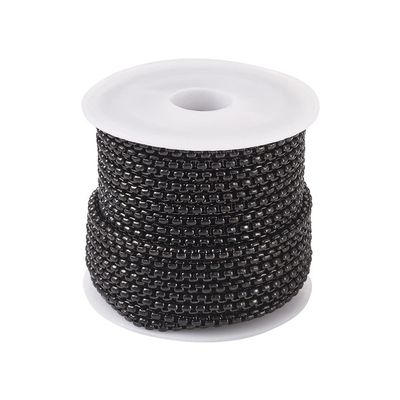 16.4 Feet 304 Stainless Steel Venetian Chains Black Unwelded Metal Square Rolo Link Round Box Chain 2.5x1.2mm with Spool for Women Men Gifts Jewelry Making Findings Supplies