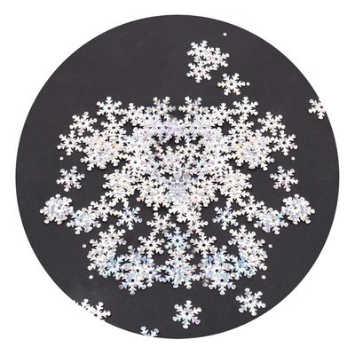 Queenbox 7mm 1080Pcs Sparkle Christmas Snowflake Confetti, Mini DIY Art Craft Twinkle Glitter Sequin for Xmas Party Balloons Wedding Festival Decor, Laser Silver