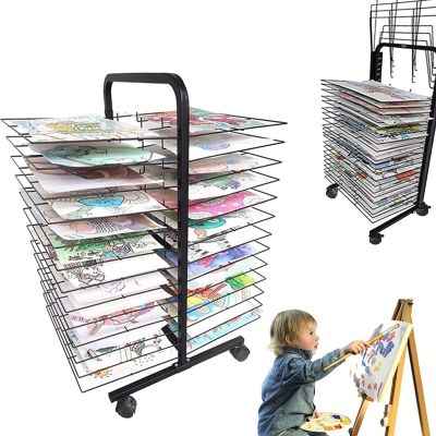 Art Drying Rack, Art Drying Rack for Art Metal Wire Work Display Rack, Art Carts with Wheels for Classroom Art Studios and Home Use. Drying & Print Racks (26 Floors)
