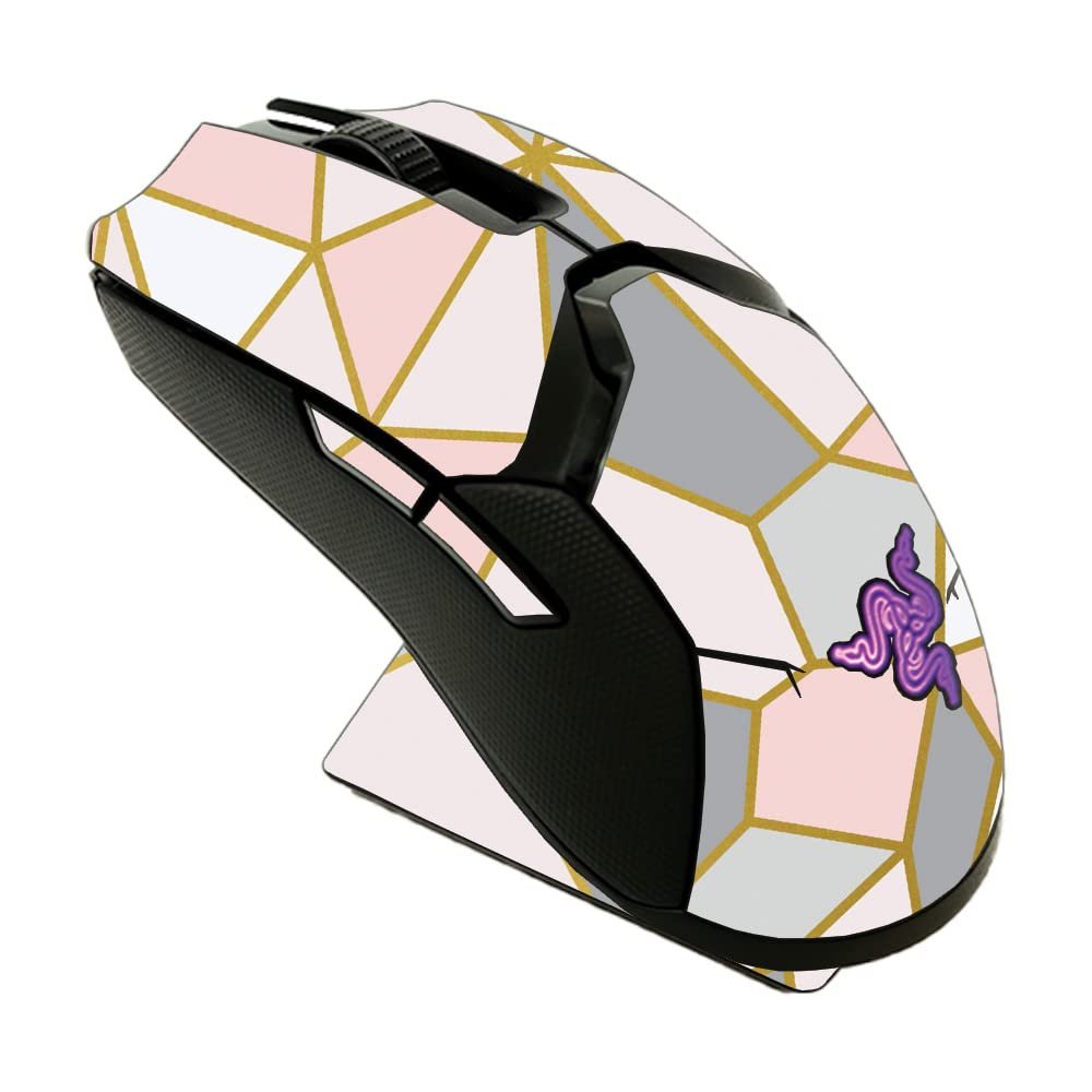 MightySkins Skin Compatible with Razer Viper Ultimate - Rose Gold Polygon | Protective, Durable, and Unique Vinyl Decal wrap Cover | Easy to Apply and Change Styles | Made in The USA