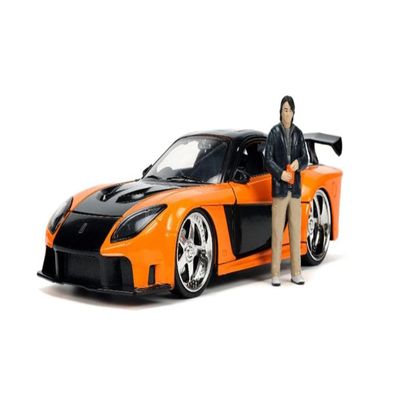 Jada Toys Fast & Furious 1:24 1995 Mazda RX-7 Widebody Die-cast Car w/Han's 2.75" Die-cast Figure, Toys for Kids and Adults