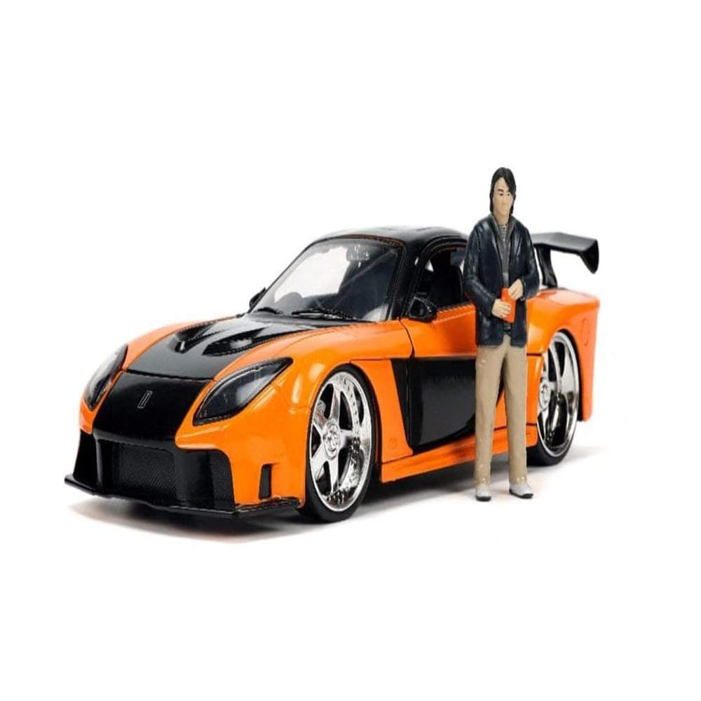 Jada Toys Fast & Furious 1:24 1995 Mazda RX-7 Widebody Die-cast Car w/Han's 2.75" Die-cast Figure, Toys for Kids and Adults