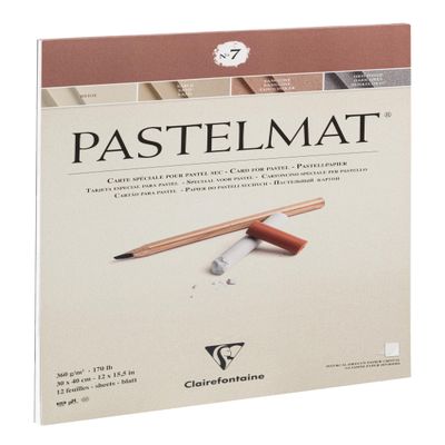Clairefontaine 96054C Glued Pad Pastelmat n7-12 Sheets Special Card for Dry Pastels - 30x40 cm 360g - 4 Assorted Colors - Crystal Paper Dividers