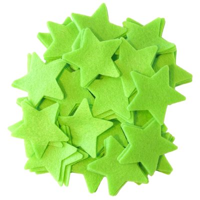 Playfully Ever After 4 Inch 15pc Stiff Felt Stars (Neon Green)