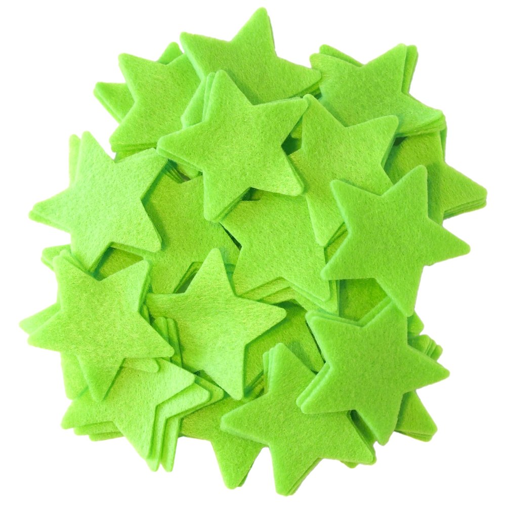 Playfully Ever After 4 Inch 15pc Stiff Felt Stars (Neon Green)