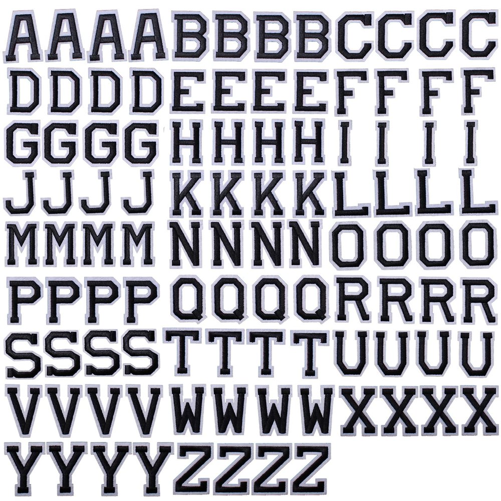 J.CARP 104Pcs Black Alphabet A to Z Patches, Iron on Sew on Letters for Clothing, Hats, Shoes, Backpacks, Handbags, Jeans, Jackets etc.