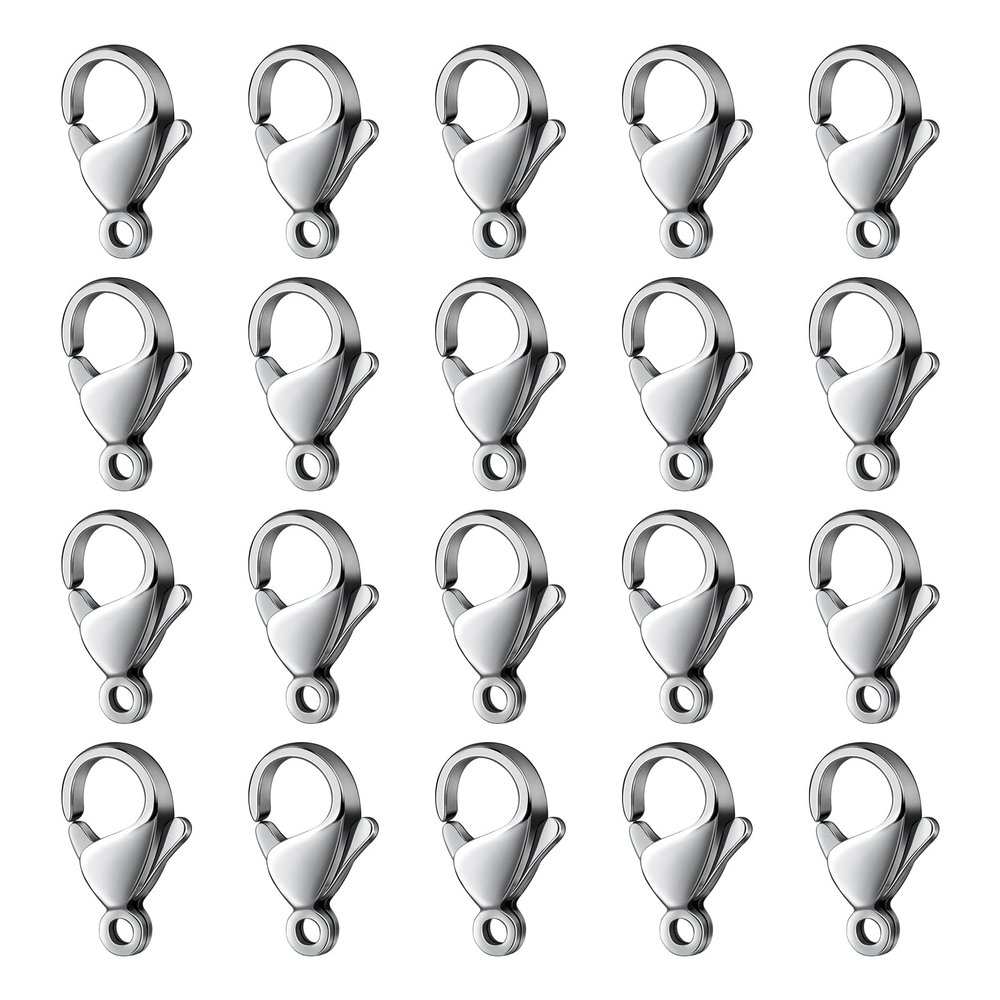 120PCS 9MM Lobster Clasps 304 Stainless Steel Lobster Claw Clasps Bulk for Jewelry Making DIY Necklace Bracelet
