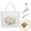 Embroidery Kit Canvas Tote Bag with Patterns for Beginners, Personalized Canvas Bag Kits, Bamboo Embroidery Hoop, English Instruction for DIY Crafts with Tools view 2