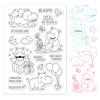 GLOBLELAND Happy Hippo Silicone Clear Stamps Transparent Stamps for People Birthday Valentine's Day Cards Making DIY Scrapbooking Photo Album Decoration Paper Craft view 1