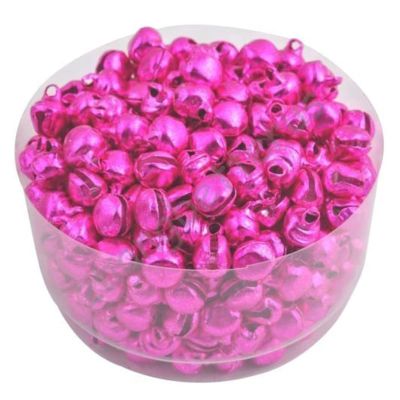 HANRUO 100PCS Gold Silver Color Jingle Bells Iron Loose Beads Small DIY Craft for Festival Party Christmas Tree Decorations (Color : Pink)