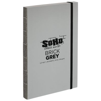SoHo Urban Artist Brick Sketchbook Journals for Sketching, Drawing, Colored Pencils, Graphite, and More - Grey 5.5"x8.5" (100 GSM, 80 Sheets)