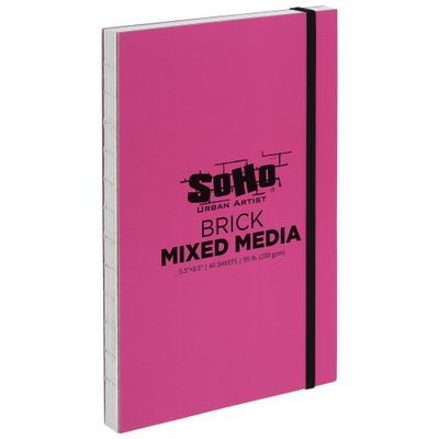 SoHo Urban Artist Brick Sketchbook Journals for Sketching, Drawing, Colored Pencils, Graphite, and More - Mixed Media 5.5"x8.5" (200 GSM, 40 Sheets)
