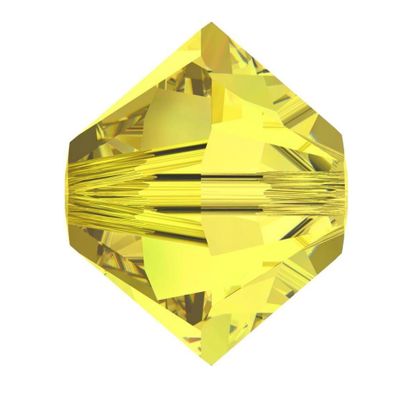 100pcs Authentic Preciosa 4mm (0.16 Inch) Small Faceted Bicone Crystal Loose Beads Yellow Citrine Compatible with Swarovski Elements Crystals for Jewelry Making Pre-B429
