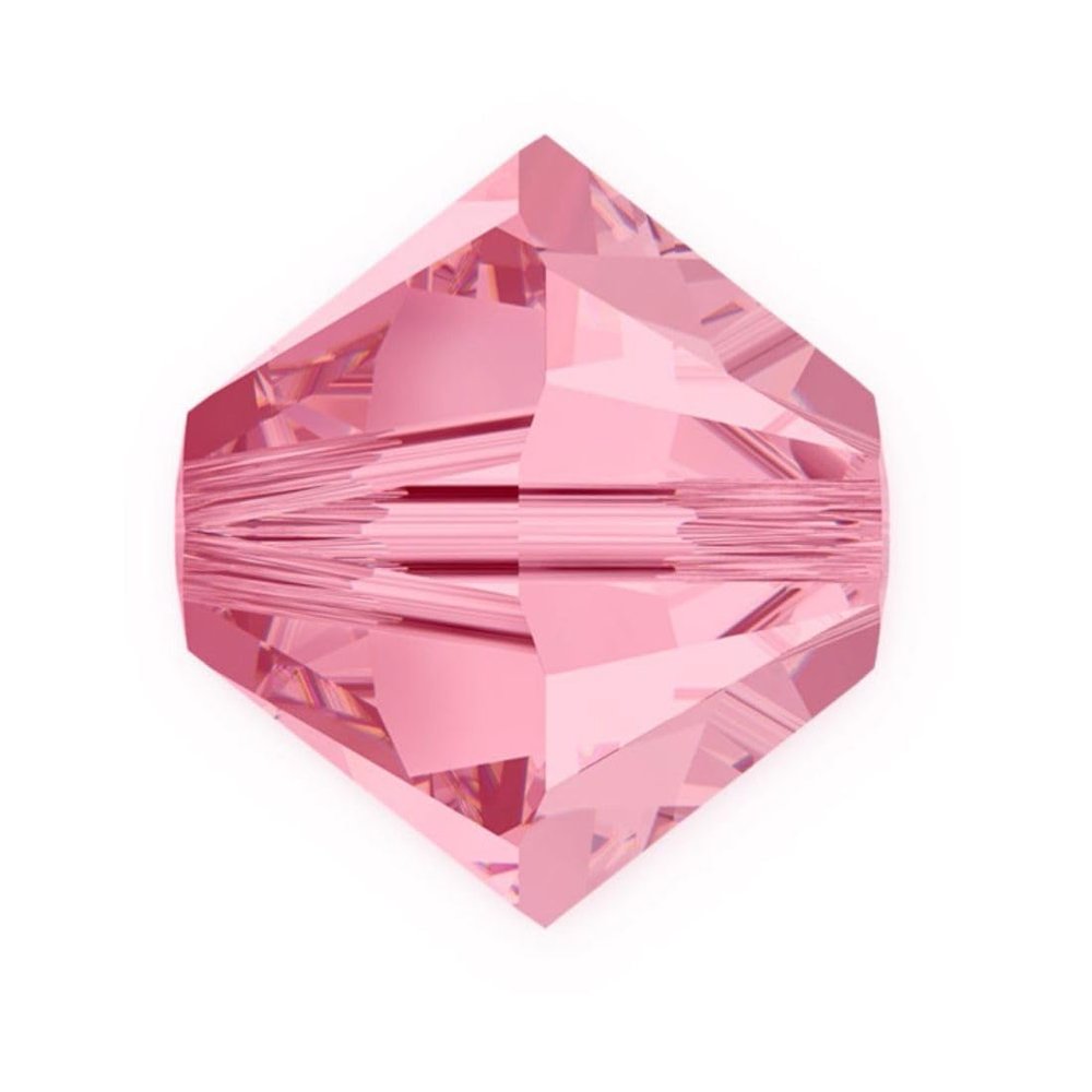 100pcs Genuine Preciosa 4mm (0.16 Inch) Small Faceted Bicone Crystal Beads Light Rose Pink Compatible with Swarovski Elements Crystals Jewelry Making Pre-B455