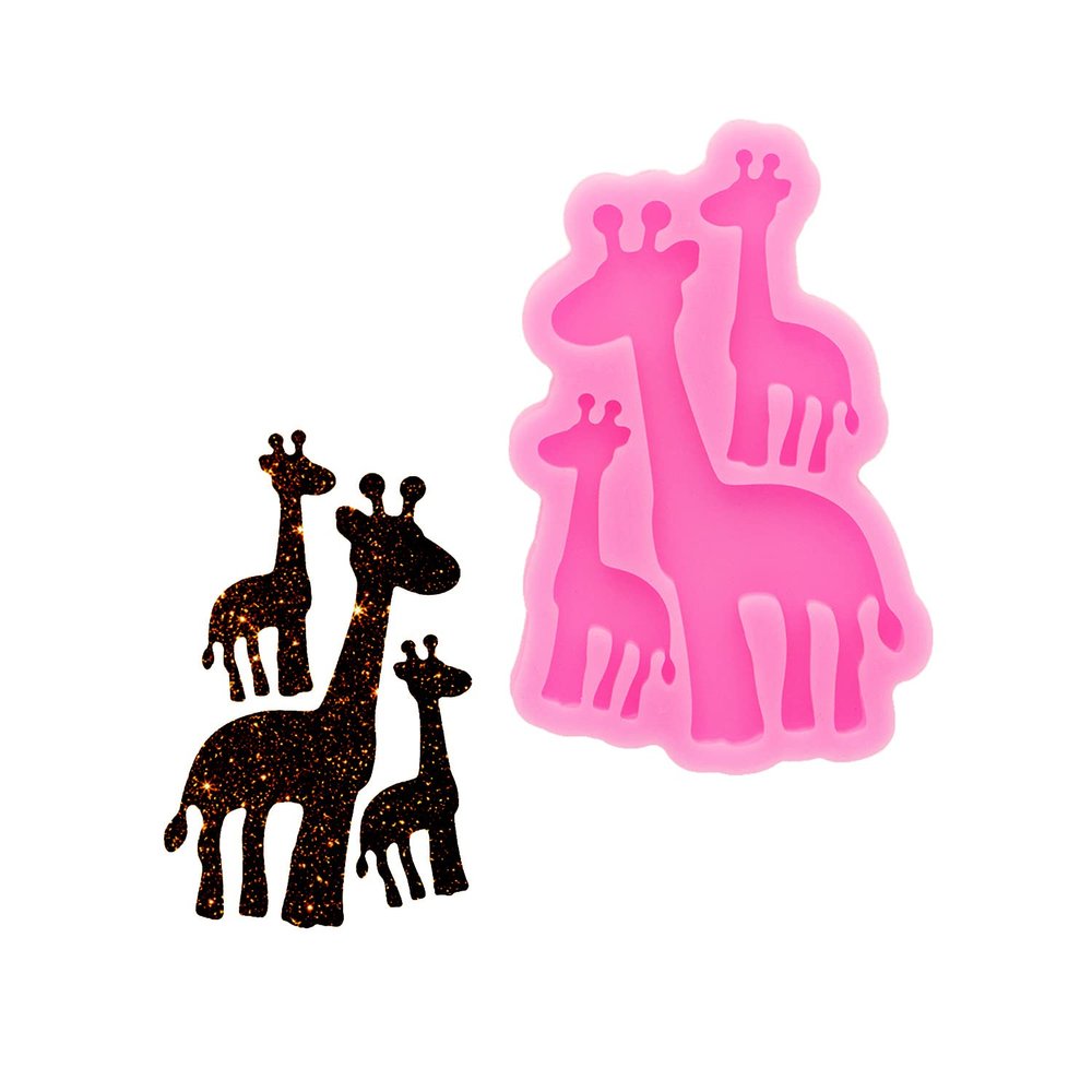 Cute Giraffe Mother Baby Family Keychain Resin Mold Silicone Mold Crafts Epoxy Art DIY Mold, Chocolate Fondant Cake Decorating Tools Silicone Mold