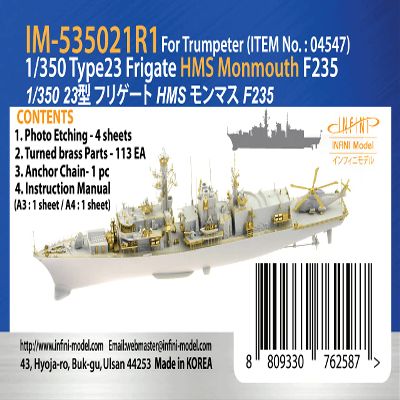 Infini model IM-535021R1 1/350 Type 23 Frigate HMS Monmouth F235 Detail UP Set (for Trumpeter 04547)