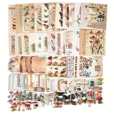 Esweny 200PCS Vintage Scrapbooking Supplies Kit for Journaling, Scrapbook Sticker Paper Pack for Junk Journal Planners Aesthetic Cottagecore Room Decor Wall Art Collage Album (Nature)