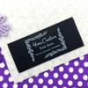 50pcs Custom Fabric tag Personalized Clothing Label Woven Sewing tag Handmade Business Leaf Border Pattern Black Silky Satin Flat Sewing sew in Label end fold Fabric tag view 1