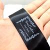 50pcs Custom Fabric tag Personalized Clothing Label Woven Sewing tag Handmade Business Leaf Border Pattern Black Silky Satin Flat Sewing sew in Label end fold Fabric tag view 2