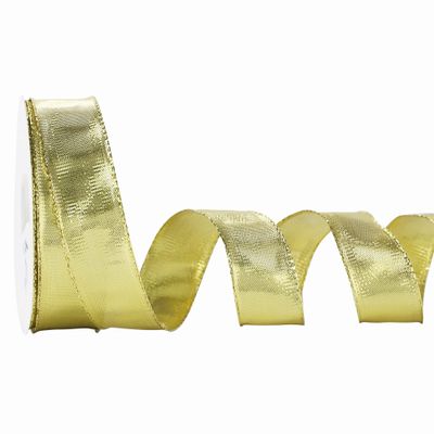 MEEDEE Gold Metallic Wired Ribbon 1 Inch x 25 Yards, Woven Ribbon for Gift Wrapping, Wreath Bows, Graduation Decor, Weddings, Party Decorations