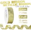 MEEDEE Gold Metallic Wired Ribbon 1 Inch x 25 Yards, Woven Ribbon for Gift Wrapping, Wreath Bows, Graduation Decor, Weddings, Party Decorations view 2