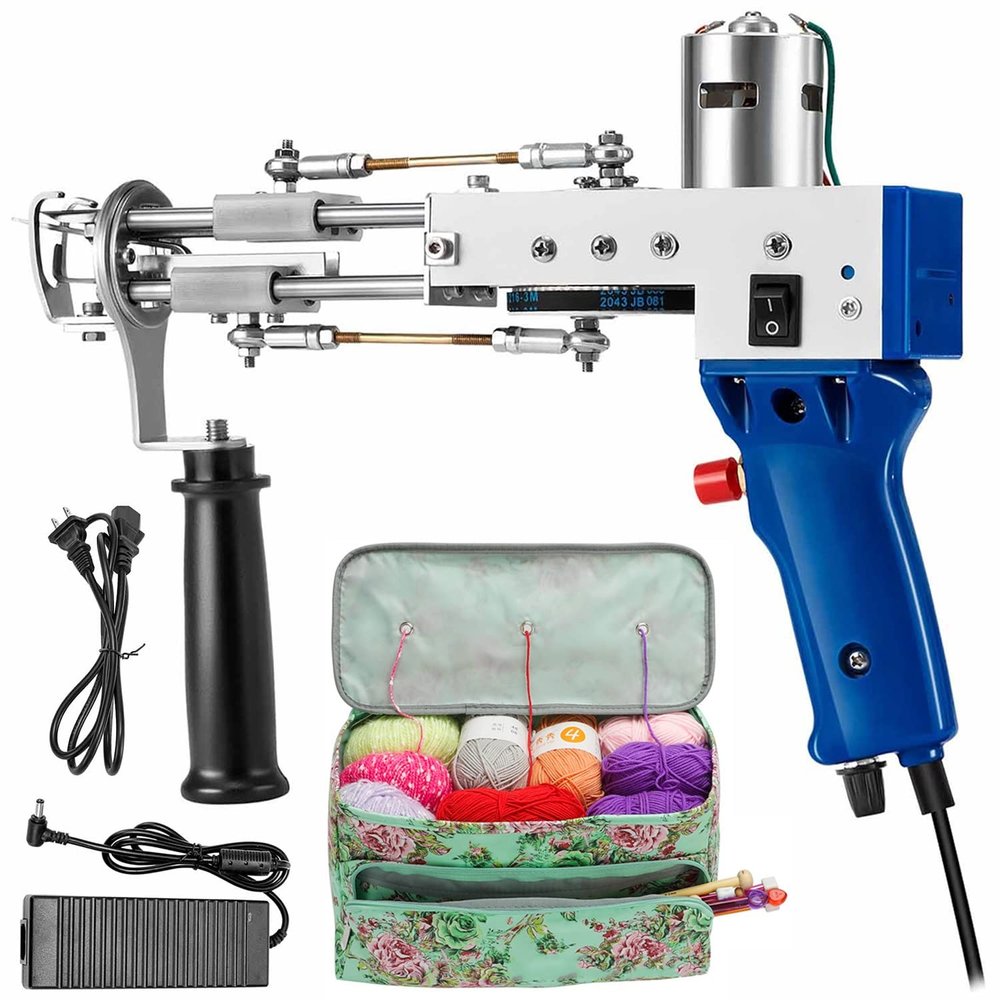 SHQIN Electric Carpet Tufting Gun Tufting Gun Kit Cut Pile Loop Pile 2 in 1 Dual-Use Tufting Gun Rug Gun Rug Tufting Gun High Speed Carpet Tufting Gun with Storage Bag and 12 Yarn Roll