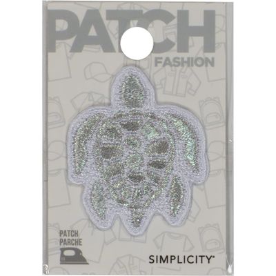 Simplicity 19320100064 Iridescent Turtle Iron On Applique Patch for Clothes, Backpacks, and Accessories, 1.5" W x 1.75" L