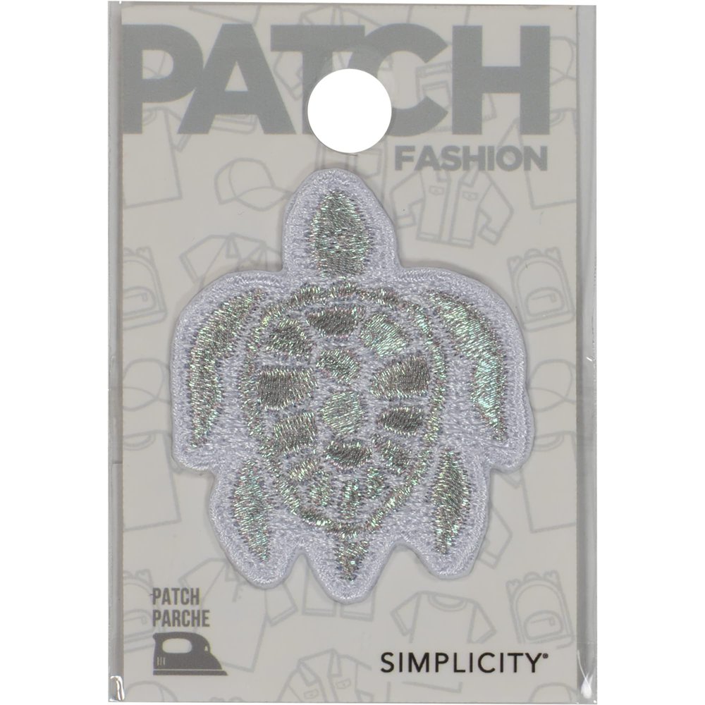 Simplicity 19320100064 Iridescent Turtle Iron On Applique Patch for Clothes, Backpacks, and Accessories, 1.5" W x 1.75" L