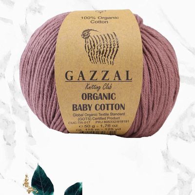 3 Ball (Pack) Gazzal Organic Baby Cotton Yarn, Total 5.28 Oz.100% Organic Cotton, Each 1.76 Oz (50g) / 125 Yrds (115 m), 3 Light DK, Global Organic Textile Standard Certified (Brown - 433, 3 Pack)