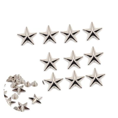 HANRUO 10pcs Metal Star Pentagram Stud Rivet Spike Punk Screw for Leathercraft Bags Shoes DIY Decorated Garment Decor (Color : 2)