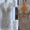 YUNSI Hand-Made Custom Wedding Pageant Ball Dress Sew On Rhinestones Crystal for DIY Designer Tailored Patch Appliqued Bodice(Natural) view 2
