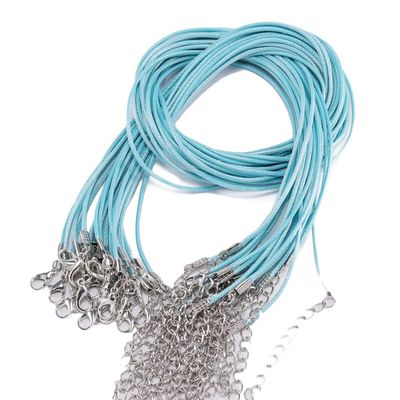 Decoendiy 50pcs Colorful Waxed Polyester Necklace Cord, 1.5mm 20'' Adjustable DIY Jewelry Making, Braided Waist Chain Body Chain (Light Blue)