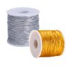 2 Rolls Metallic Stretch Cord Elastic Cords Ribbon Metallic Tinsel Cord Rope for Ornament Hanging, Decorating, Gift Wrapping, 1 mm 120 Yards(Gold and Silver) view 1
