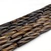Bone Beads | Carved Ox Bone Tube/Barrel Beads | Dark Brown Diagonal Line view 1