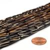 Bone Beads | Carved Ox Bone Tube/Barrel Beads | Dark Brown Diagonal Line view 3