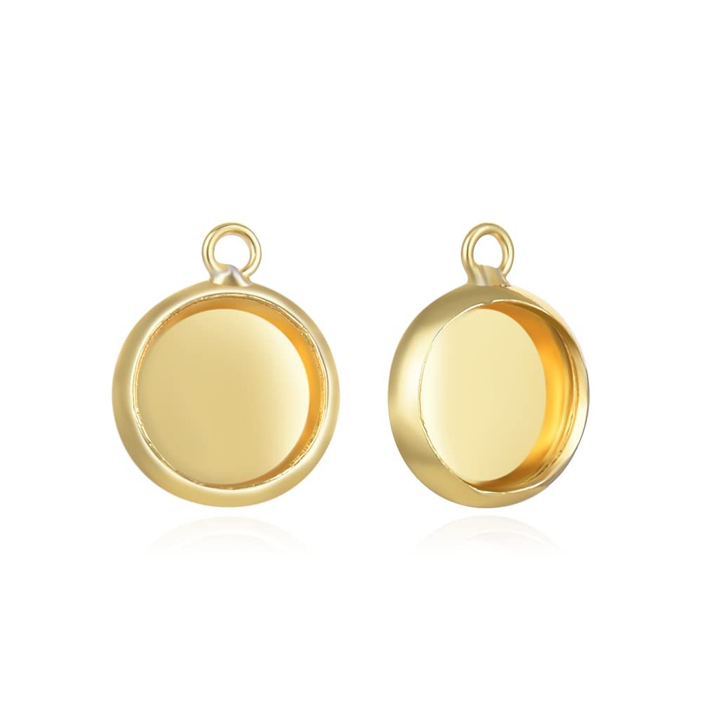 100pcs Adabele Tarnish Resistant Gold Bezel Cup Frame Tray Setting Jewelry Findings for 8mm Round Cabochon Photo Cameo Resin Pendant Jewelry Making BF49-8