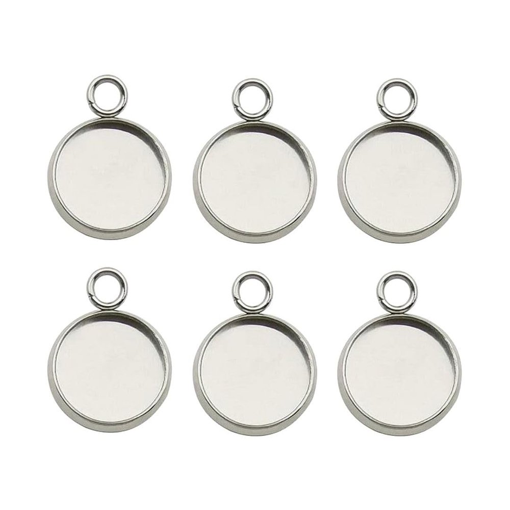 100pcs Adabele 304 Stainless Steel Surgical Bezel Cup Blanks Tray Settings for 8mm Round Cabochon Photo Cameo Resin Jewelry Making