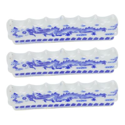Cabilock Ink Pen Stand Chinese Brush Rack Paintbrush Rests Blue White Porcelain Brush Pen Holder