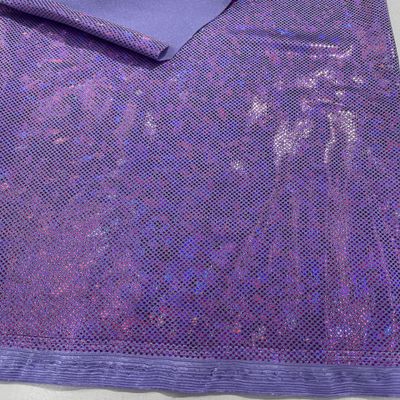New Creations Fabric & Foam Inc, 58/60" Wide Shattered Glass Foil Iridescent Hologram Dancewear 4 Way Stretch Spandex Nylon Tricot Fabric (1 Yard, Violet)