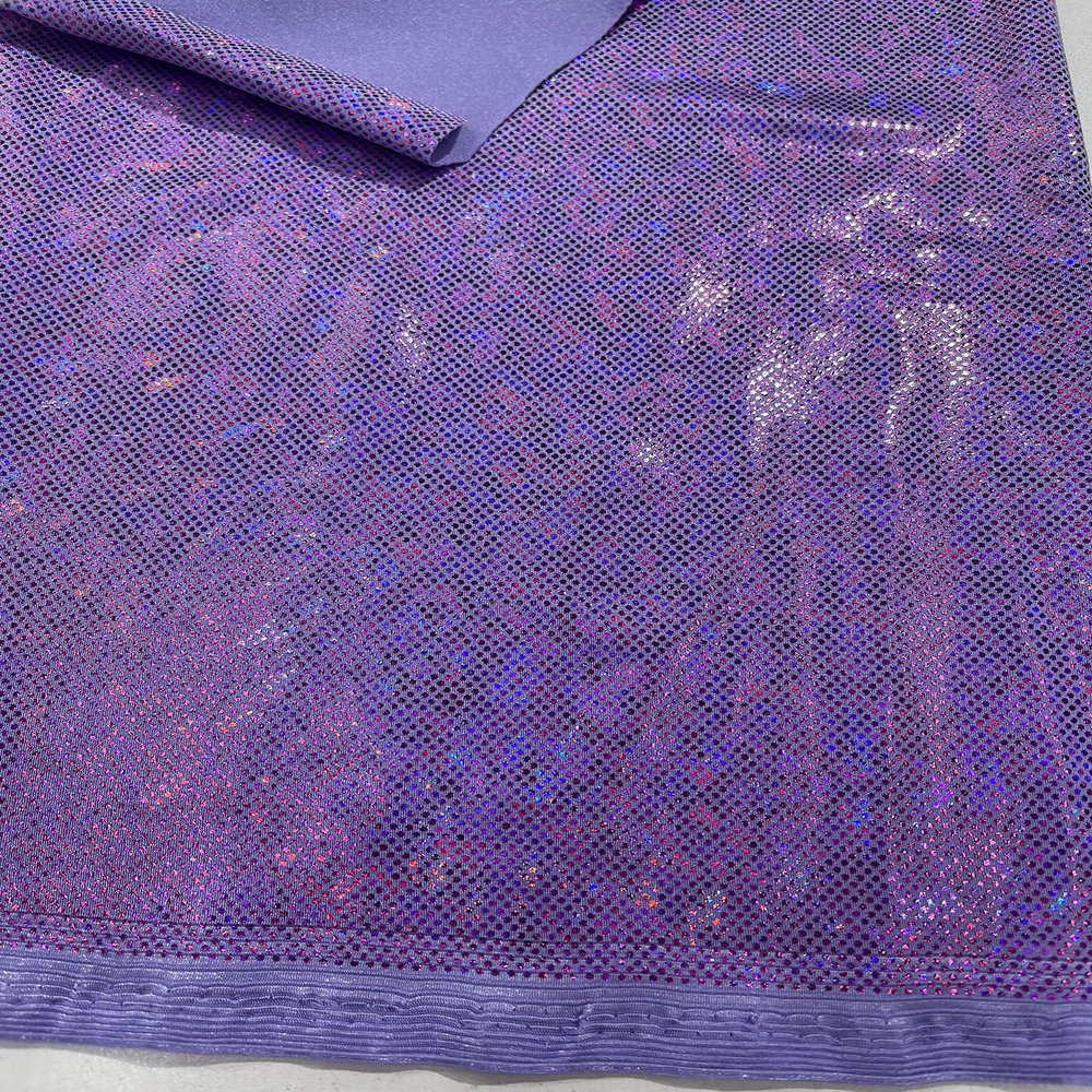 New Creations Fabric & Foam Inc, 58/60" Wide Shattered Glass Foil Iridescent Hologram Dancewear 4 Way Stretch Spandex Nylon Tricot Fabric (1 Yard, Violet)