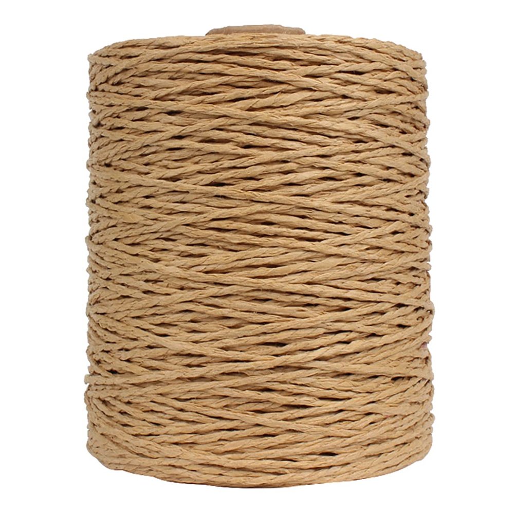 ECYC 280 Meter Natural Raffia Paper Yarn, Straw Raffia Yarn Cotton Raffia Rope for DIY Crafts Straw Hat Handbag Knitting,01