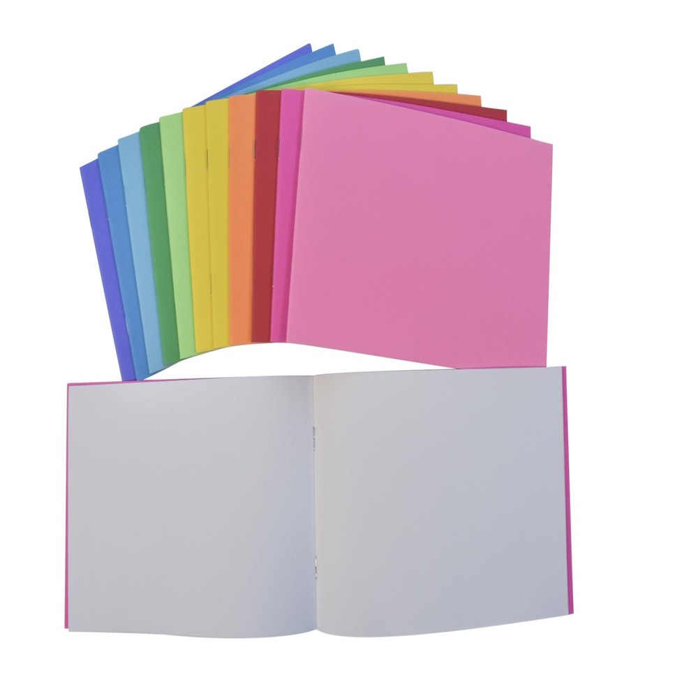 School Smart Bright Blank Books, 5-1/2 x 8-1/2 Inches, Assorted Colors, 16 Sheets, Pack of 12