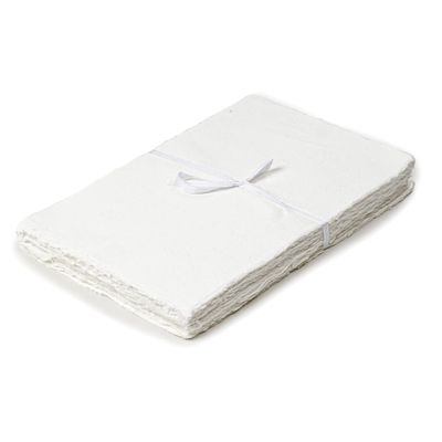 50 Sheets - Rough/Textured Watercolor Paper - 7.5 X 11.5 inches(150GSM) - Handmade/Deckle Edge Paper Made from Virgin Egyptian Cotton - White by Leather Village