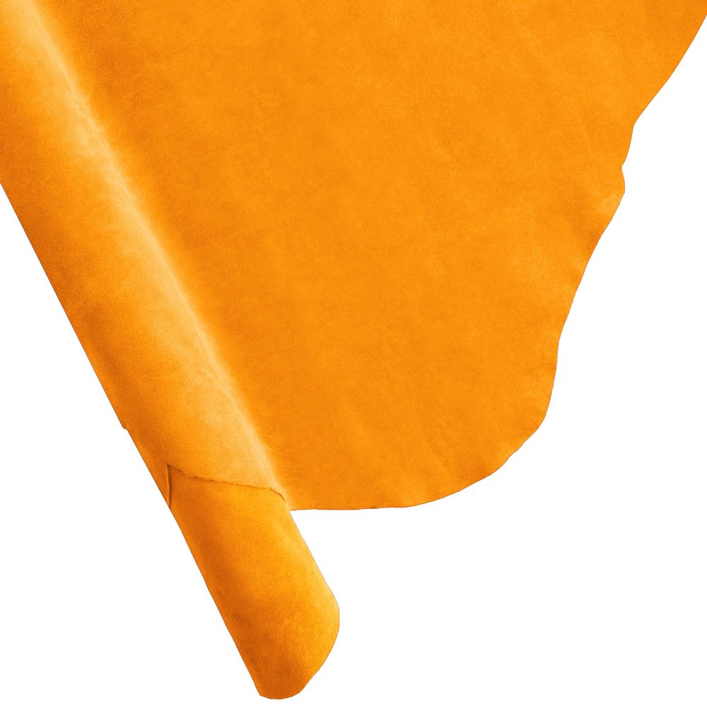 ELW Premium Suede Cowhide 2-4 oz (1-1.6mm) - Soft Full Grain Pre-Cut Side Leather - (1-3 SQ FT 4 PCS,Gold) - USA Made Silky Buffed Suede Fabric Leather for Car Upholstery, Crafts, Garments, Furniture