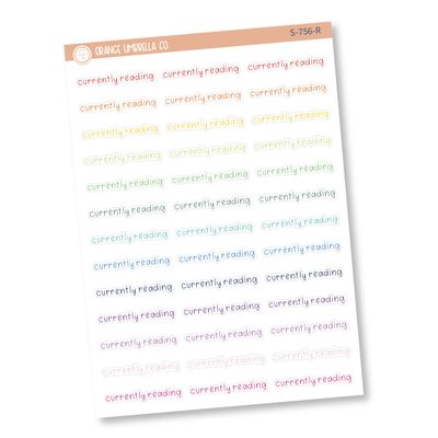 Currently Reading Planner Stickers, Julie's Plans Script "Currently Reading" Labels, Color Print Planning Stickers, JF (S-756-R)