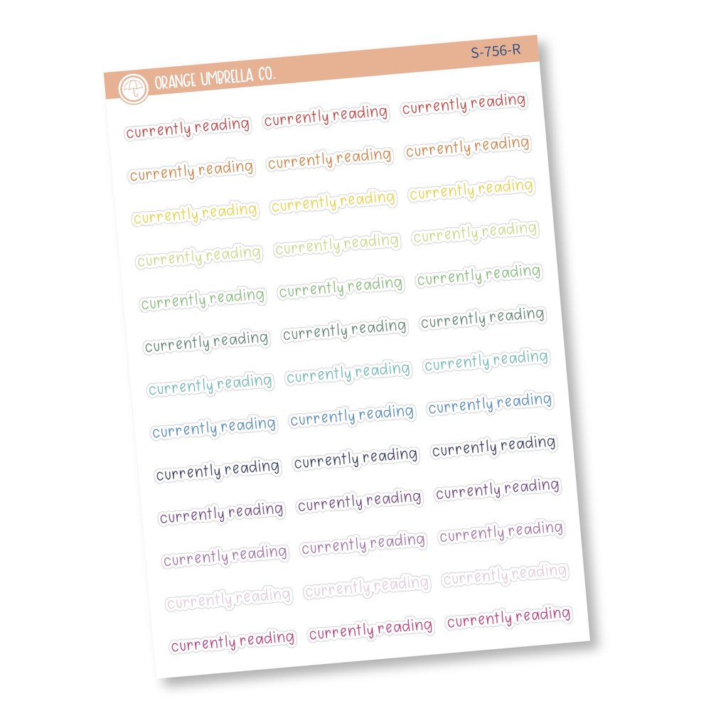 Currently Reading Planner Stickers, Julie's Plans Script "Currently Reading" Labels, Color Print Planning Stickers, JF (S-756-R)