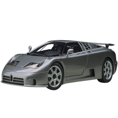 Bugatti EB110 SS Super Sport Grigio Metalizzatto Silver Metallic with Silver Wheels 1/18 Model Car by Autoart 70916