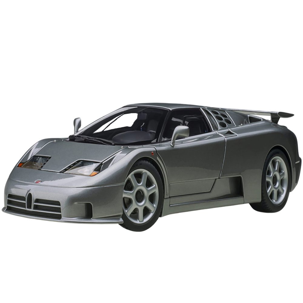 Bugatti EB110 SS Super Sport Grigio Metalizzatto Silver Metallic with Silver Wheels 1/18 Model Car by Autoart 70916